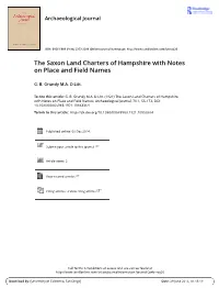 The Saxon Land Charters of Hampshire with Notes on Place and Field Names