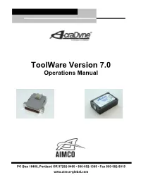 Toolware Manual Outline