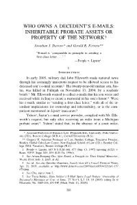 Who Owns a Decedent's E-Mails: Inheritable Probate