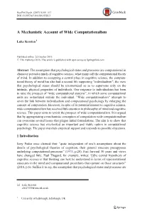 A Mechanistic Account of Wide Computationalism