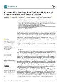 A Review of Biophysiological and Biochemical Indicators of Stress for Connected and Preventive Healthcare