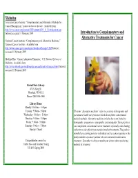 Introduction to Alternative and Complementary Treatments For
