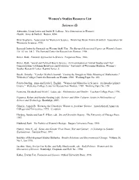 Women's Studies Resource List Sciences