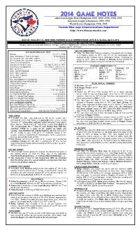 2014 Game Notes