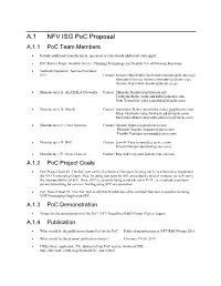 A.1 NFV ISG Poc Proposal A.1.1 Poc Team Members