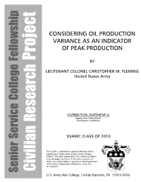 Considering Oil Production Variance As an Indicator of Peak Production
