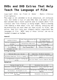 Dvds and DVD Extras That Help Teach the Language of Film