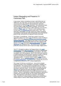 Instant Messaging and Presence: a Cautionary Tale