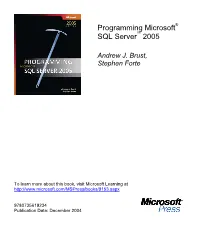 Sample Content from Programming Microsoft SQL Server 2005