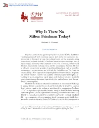 Why Is There No Milton Friedman Today? · Econ Journal Watch