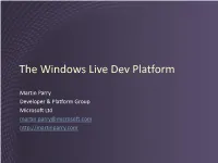 Windows Live Dev Platform