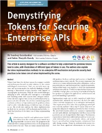 Demystifying Tokens for Securing Enterprise Apis