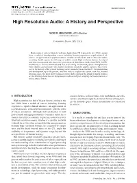 High Resolution Audio: a History and Perspective” J