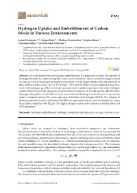 Hydrogen Uptake and Embrittlement of Carbon Steels in Various Environments