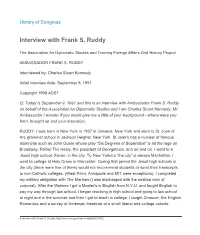 Interview with Frank S. Ruddy