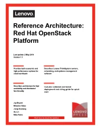 Reference Architecture: Red Hat Openstack Platform