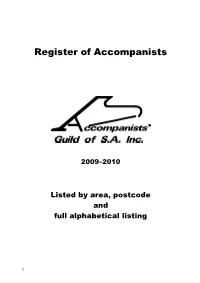 Register of Accompanists