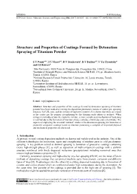 Structure and Properties of Coatings Formed by Detonation Spraying of Titanium Powder