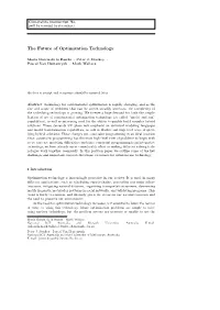The Future of Optimization Technology