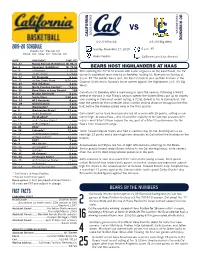 2019-20 Schedule Fast Facts Bears by the Numbers