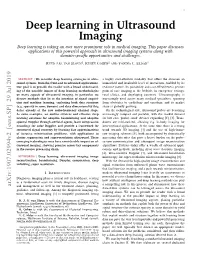 Deep Learning in Ultrasound Imaging Deep Learning Is Taking an Ever More Prominent Role in Medical Imaging