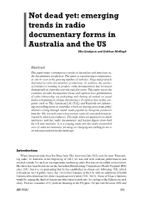 Emerging Trends in Radio Documentary Forms in Australia and the US Mia Lindgren and Siobhan Mchugh