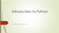 Introduction to Python