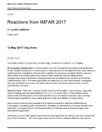 Reactions from IMFAR 2017