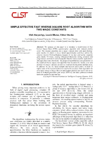 Simple Effective Fast Inverse Square Root Algorithm with Two Magic Constants