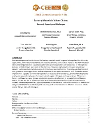 Think Corner Research Note Battery Materials Value Chains