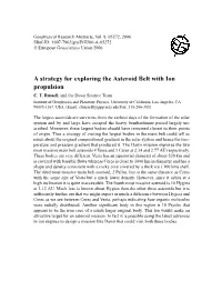 A Strategy for Exploring the Asteroid Belt with Ion Propulsion C