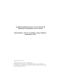 An Initial Examination of Ease of Use for 2D and 3D Information Visualizations of Web Content