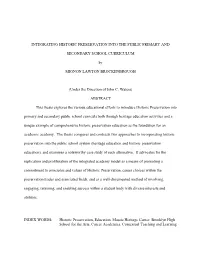 Integrating Historic Preservation Into the Public Primary And
