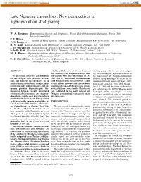 Late Neogene Chronology: New Perspectives in High-Resolution Stratigraphy