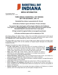 MEDIA INFORMATION for Immediate Release: Updated Monday, Jan