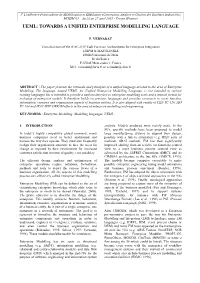 Ueml: Towards a Unified Enterprise Modelling Language