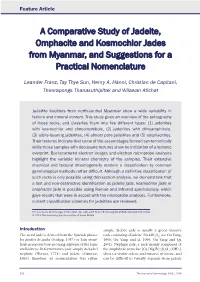 A Comparative Study of Jadeite, Omphacite and Kosmochlor Jades from Myanmar, and Suggestions for a Practical Nomenclature