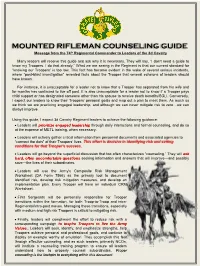 MOUNTED RIFLEMAN COUNSELING GUIDE Message from the 74Th Regimental Commander to Leaders of the 3D Cavalry