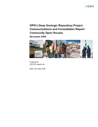 OPG's Deep Geologic Repository Project Communications and Consultation Report