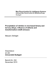 Precipitation of Nitrides in Iron-Based Binary and Ternary Alloys; Influence of Defects and Transformation-Misfit Stresses