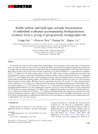 Stable Carbon and Hydrogen Isotopic Fractionation of Individual N-Alkanes Accompanying Biodegradation: Evidence from a Group of Progressively Biodegraded Oils