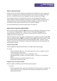What Is a Rare Dementia? About Primary Progressive Aphasia (PPA)