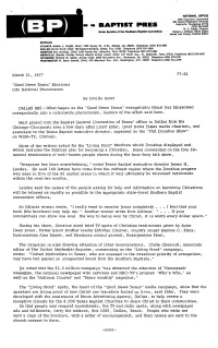 BAPTIST PRES (615) 244-2355 W.· C;Fields, .Qirecror (BP) News Service of the So"Thembaptlst Convention Robertj.O'snen,News Edjtqt James·· Lee·· ¥Oung, Feature Editor