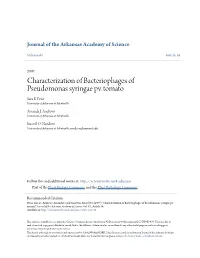 Characterization of Bacteriophages of Pseudomonas Syringae Pv. Tomato Sara E