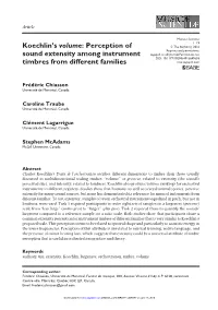 Koechlin's Volume: Perception of Sound Extensity Among Instrument