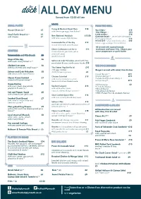 ALL DAY MENU Served from 12.00 Till Late
