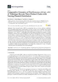 Comparative Genomics of Xanthomonas Citri Pv. Citri A* Pathotype Reveals Three Distinct Clades with Varying Plasmid Distribution