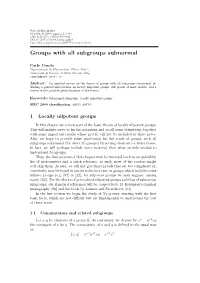 Groups with All Subgroups Subnormal