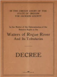 In the Matter of the Determination of the Relative Rights to the Waters of the Rogue River and Its Tributaries : Decree