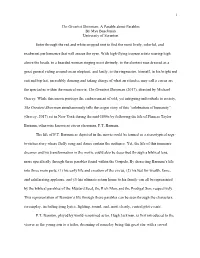 The Greatest Showman: a Parable About Parables by Mya Buschman University of Scranton